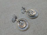 Peace Earrings Women Silver Gold Round Dangle Clip On Non Pierced Jewelry