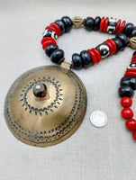 African Necklace Red Brass Black Vintage Men Women Jewelry Extra Large Photography