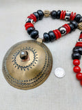 African Necklace Red Brass Black Vintage Men Women Jewelry Extra Large Photography