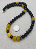 Men Necklace Yellow Black Beaded Handmade Gift Idea Birthday Father's Day