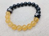 Bracelets Black Yellow White Beaded Stretch Handmade Gift Unisex