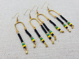 Jamaica Earrings Women Gold Long Beaded Jewelry Handmade Beaded Green Yellow Black