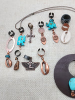 Turquoise Copper Jewelry Necklace Set of 10 Hair Accessories Dreadlocks Twist Braids Women