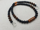 Black Brown Beaded Necklace for Him Agate Men Jewelry Gift for Him