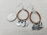 Women Leather Brown Dangle Silver Charm Pendant Earrings Boho Jewelry