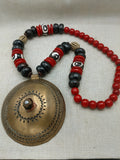 African Necklace Red Brass Black Vintage Men Women Jewelry Extra Large Photography