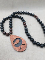 Wooden Sankofa Necklace African Adinkra Black Brown Beaded Men Women Gift Idea