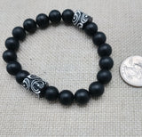 Men Bracelets Beaded Black White Fashion Statement Jewelry Handmade Unisex Size 7.5 Stretch