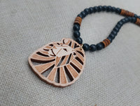 Leo the Lion Necklace Wooden Beaded Black Brown Men Women