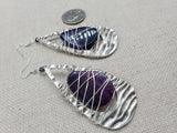 Amethyst Earrings Wire Wrapped Women Antique Silver Jewelry Dangle Unique