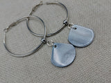 Women Mother of Pearl Shell Jewelry Set Hoop Earrings Necklace Silver Beach Fashion Statement Gift
