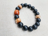 Men Bracelets Beaded Black Jewelry Stretch Handmade Statement Brown Size 7