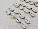 Jamaica Earrings Cowrie Beaded Yellow Green Black Beaded Women Jewelry