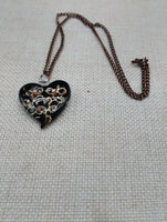 Women's Murano Heart Necklace Gold Black Copper Jewelry Glass Chain Gift Ideas