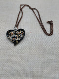 Women's Murano Heart Necklace Gold Black Copper Jewelry Glass Chain Gift Ideas