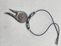 Tribal Necklace Swirl Antique Bronze Black Leather Women's Jewelry Cord Ethnic Large Pendant
