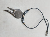 Tribal Necklace Swirl Antique Bronze Black Leather Women's Jewelry Cord Ethnic Large Pendant