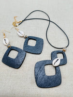 Women's Jewelry Set Black Ethnic Boho Fashion Style Statement Necklace Earrings Cowrie
