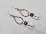 Cowrie Earrings Women Dangle Jewelry Brown Beaded Ethnic Handmade