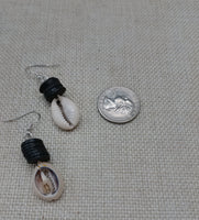 African Cowrie Set Jewelry Black Beaded Silver Necklace Earrings Fashion Women