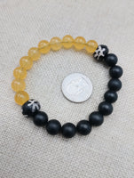 Bracelets Black Yellow White Beaded Stretch Handmade Gift Unisex