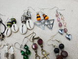 Women Earrings Set of 10 Wholesale Bulk Beaded Jewelry Ethnic Ankh Cowrie Coffee Lover Silver