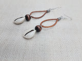 Cowrie Earrings Women Dangle Jewelry Brown Beaded Ethnic Handmade