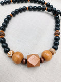 Men Necklace Beaded Jewelry Black Wood Gift Ideas Ethnic Statement Handmade