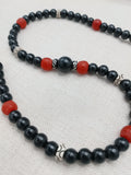 Men Necklace Beaded Jewelry Red Black White Fashion Statement Handmade Gift Ideas
