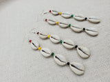 Rasta Earrings Cowrie Jewelry Red Yellow Green Black Beaded Women Long Handmade