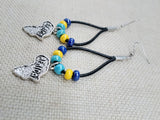 Silver Africa Earrings Dangle Blue Yellow Teal Jewelry Women