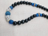 Men Necklace Black Blue Beaded Jewelry Handmade Gift Ideas Ethnic