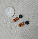 Women Earrings Black Brown Small Dangle Beaded Jewelry Silver