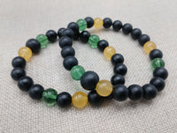 Bracelet Beaded Jamaican Flag Inspired Green Yellow Black Jewelry Handmade