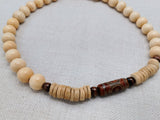 Men Necklace Agate Wood Beaded Jewelry Statement Ethnic Unique