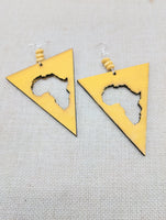 Africa Earrings Wooden Yellow Motherland Women Large Handmade