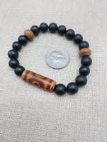 Men Bracelets Stone Ethnic Beaded Black Jewelry Stretch Handmade Statement Gift Ideas