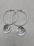 Peace Earrings Women Hoop Jewelry Gold Tone Stainless Steel Dangle Gift Ideas