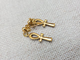 Ankhs Small Gold Tone Ankh Earrings Dangle Post Women Egyptian Jewelry