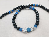Men Necklace Black Blue Beaded Jewelry Handmade Gift Ideas Ethnic