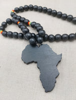 Black Africa Necklace Motherland Jewelry Handmade Wooden Black Rasta Beaded Men Large