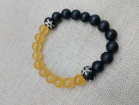 Bracelets Black Yellow White Beaded Stretch Handmade Gift Unisex