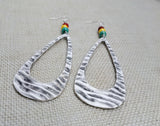 Large Teardrop Earrings Beaded Rasta Women Silver Jewelry Dangle Drop