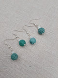 Green White Beaded Earrings Women Round Jewelry Crackle Ethnic