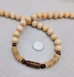 Men Necklace Agate Wood Beaded Jewelry Statement Ethnic Unique