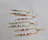 Gold Earrings Beaded Dangle Drop Women Long Colorful Glass Beads