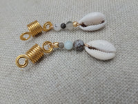 Hair Jewelry Gold Women Stone Beaded Cowrie Braids locs Twist Set of 2