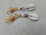 Hair Jewelry Gold Women Stone Beaded Cowrie Braids locs Twist Set of 2