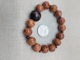 Wood Bracelet Beaded Men Jewelry Size 8 Stretch Handmade Brown