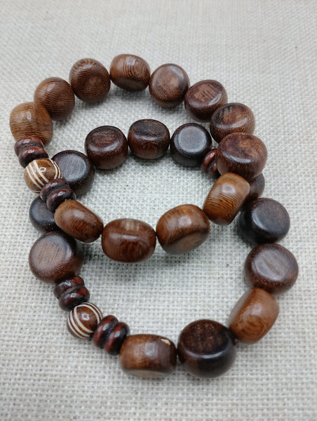 Wood Bracelet Beaded Men Jewelry Statement Wooden Stretch